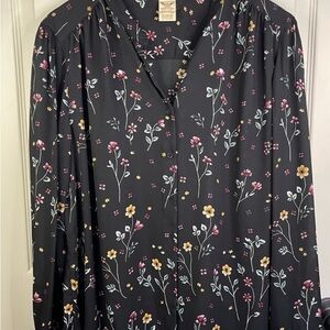 Faded Glory Floral Button-Up Blouse